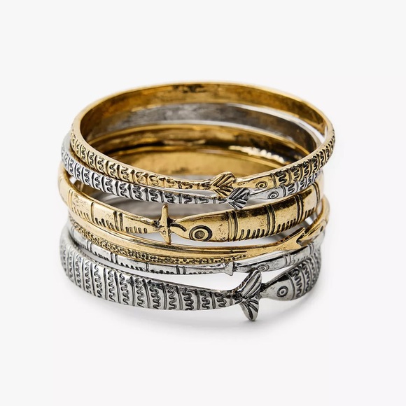 ZARA STYLE PACK OF 6 COMBINED METAL BRACELETS - Picture 1 of 8